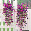 2Pcs Artificial Morning Glory Hanging Flowers Fake Flower Outdoor Home Garden Wall Hanging Petunias Plants Wedding Decoration