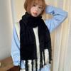 Luochi Knitting~Плюшевый шарф конфетных цветов: Мягкий, приятный для кожи, теплый, с кисточками и косами, универсальный зимний шарф-снуд для женщин.