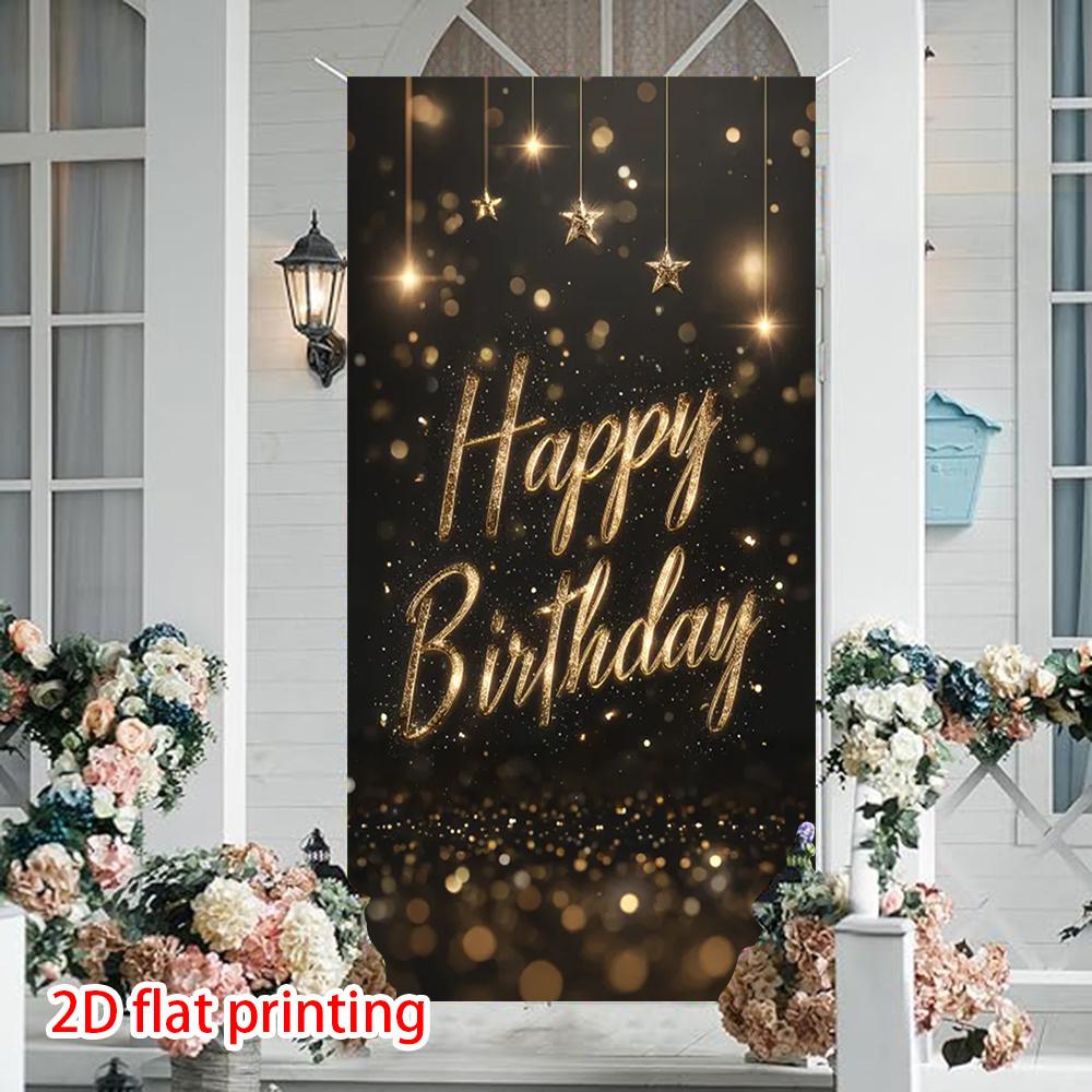 Happy Birthday Door Curtain Lettering Balloon Confetti Numbered Polyester Home Decor