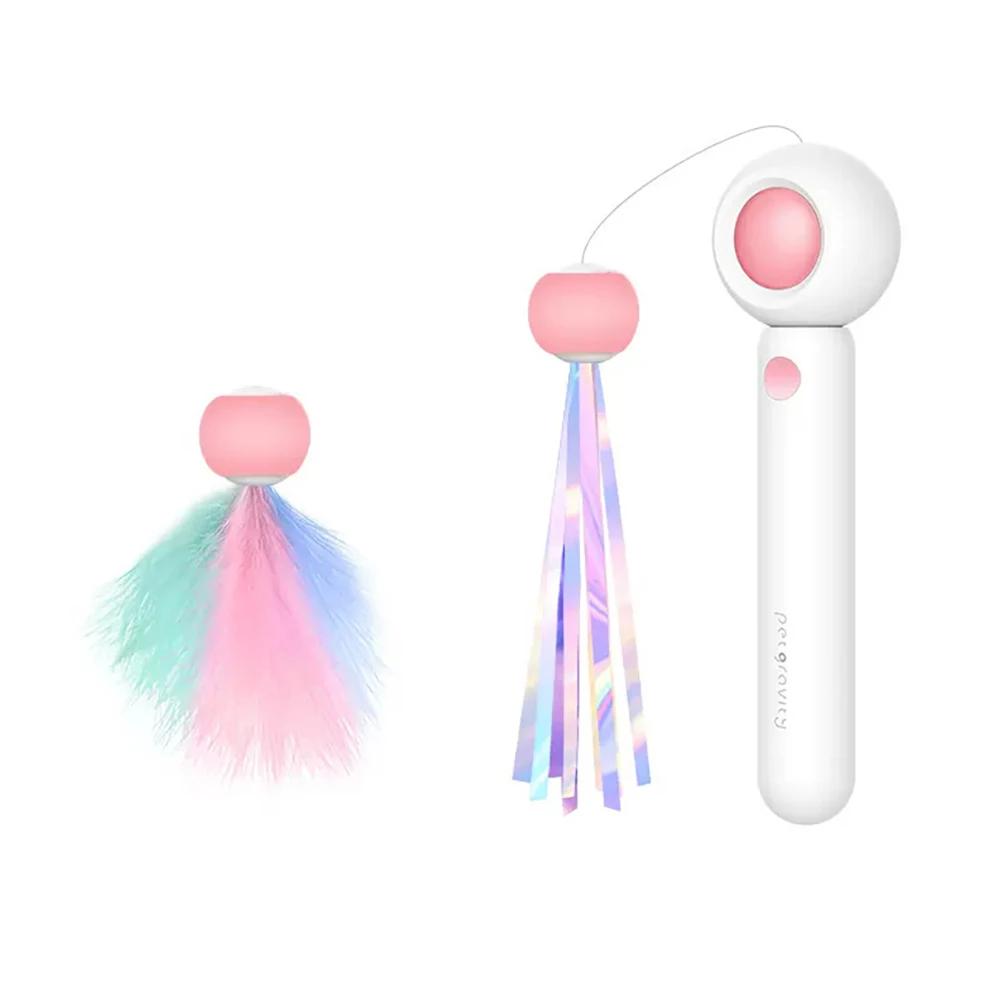 Cat Toys Cat Teaser Stick Freely Retractable and Replaceable Feather Toy Head Small and Flexible Cats Mint Pet Supplies