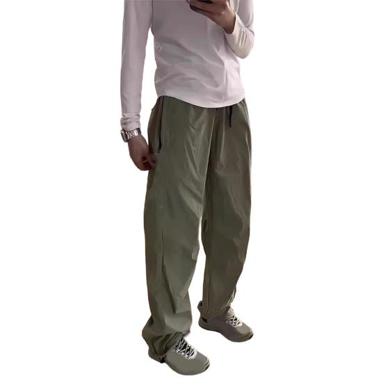 Мужские брюки-карго, тонкие, быстросохнущие, для путешествий и кемпинга, свободные, с завязками на талии, однотонные, с карманами на молнии, длинные брюки
