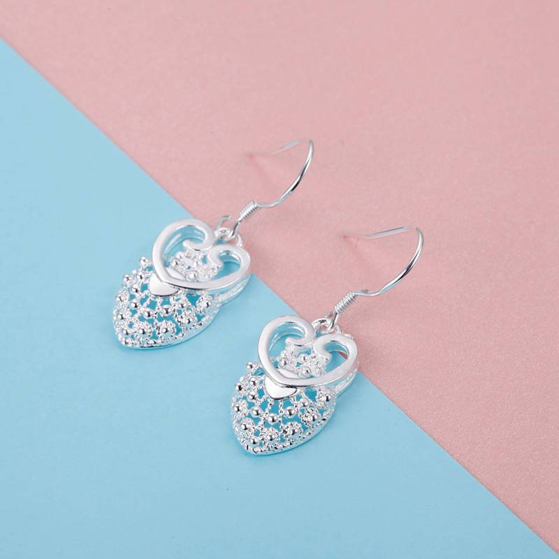 Popular Charms 925 Sterling Silver Pretty Heart Drop Earrings for Women Fashion Party Wedding Jewelry Christmas Gifts