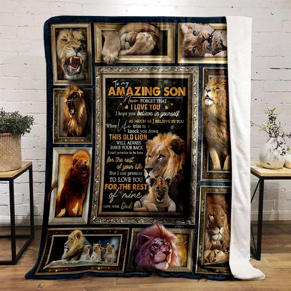 Lion Pattern Dad To Son Blanket bedroom Blanket for Livingroom Couch lunch break Soft throw for Friend's festival Gift
