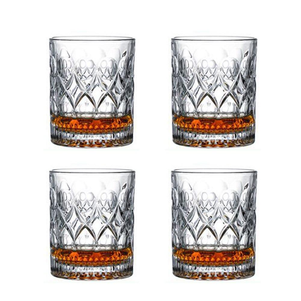 4 Styles 4pcs Clear Crystal Whisky Glasses Set Rocks Wine Glasses Glassware for Cocktail Scotch Bourbon Gin Brandy Rum Drinks