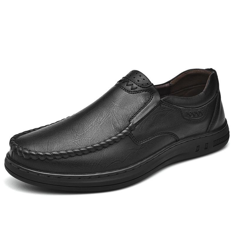 Кожаная обувь, мужские весенние новые британские мужские деловые повседневные кожаные туфли на мягкой подошве, кожаные туфли для папы, мужская обувь для ленивых
