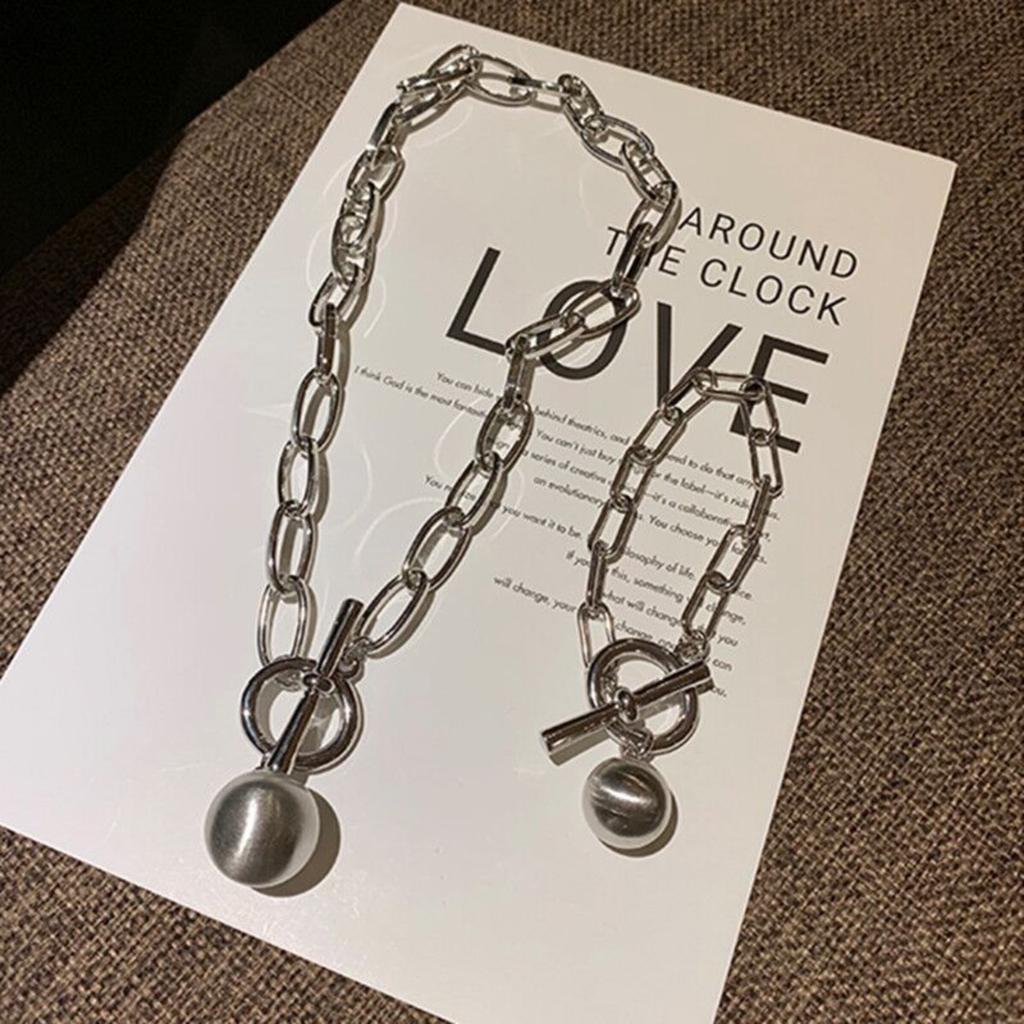 Ожерелье OT Circle Женское металлическое ожерелье с подвеской в виде шара Толстая цепочка Браслет Хип-хоп Ключица Аксессуары