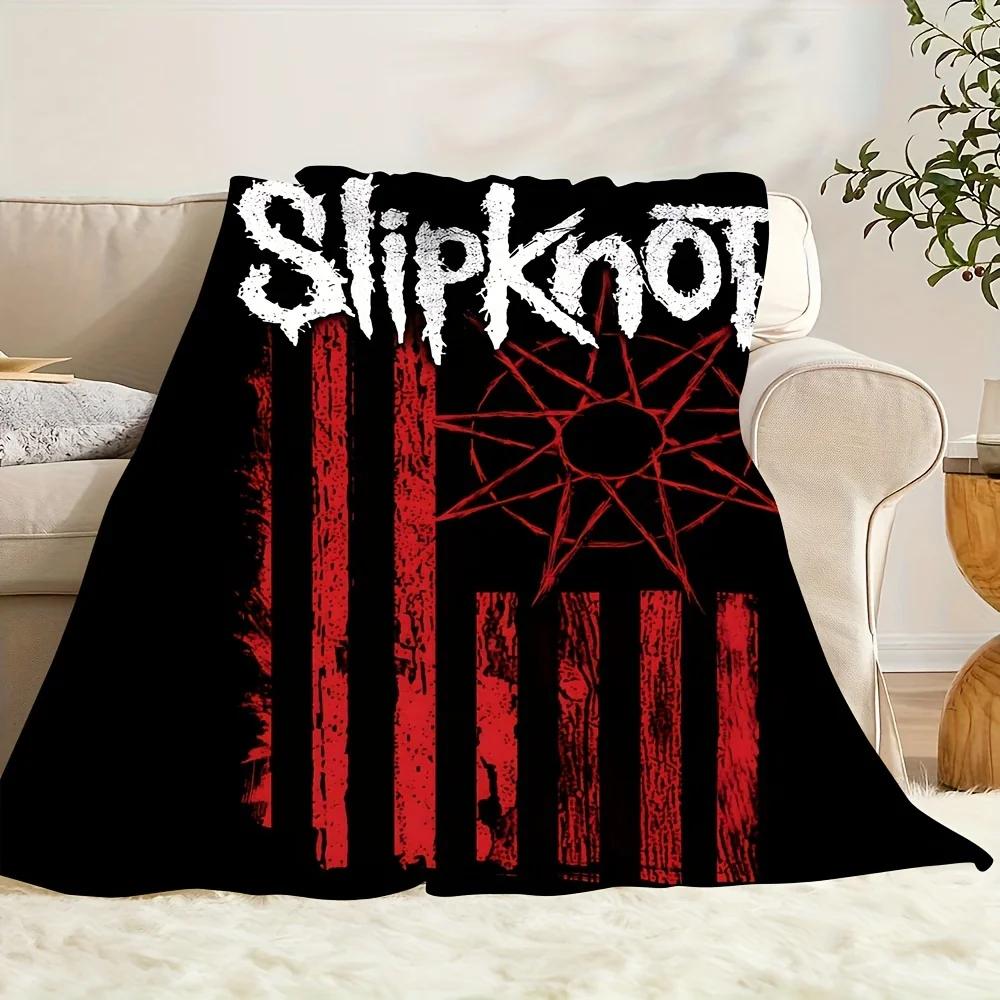 Плед Slipknot Band с красной полосой - Устойчивый к пятнам и разрывам, Всесезонный, Машинная стирка - Для спальни, дивана, кемпинга