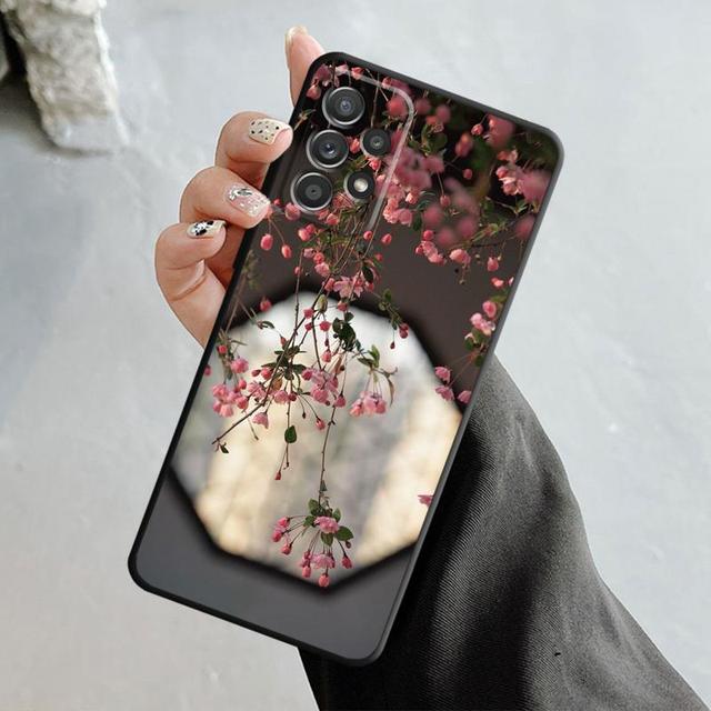 Чехол с зелеными побегами розы и тюльпанов для Samsung Galaxy A14 A73 A53 A71 A51 A31 A33 A22 A12 A21s A13 A32 A52s A72 A52 A23