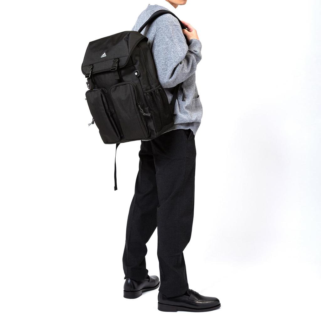 Backpack B4 size storage inch PC storage 32L flap type 1 compartment school bag school backpack Black x Purple x Sky H48 x W33 x D16cm [Adidas] 15.6