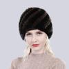 Зимние женские норковые шапки из натурального натурального меха, вязаная шапка, модная пушистая женская шапка из натурального меха, женские черные меховые шапки