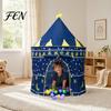 Imaginative Play Tent Kids Castle Tent, Princess Playhouse for Girls, Indoor Outdoor Easy Setup Durable Children Game with Star Moon Design, Birthday