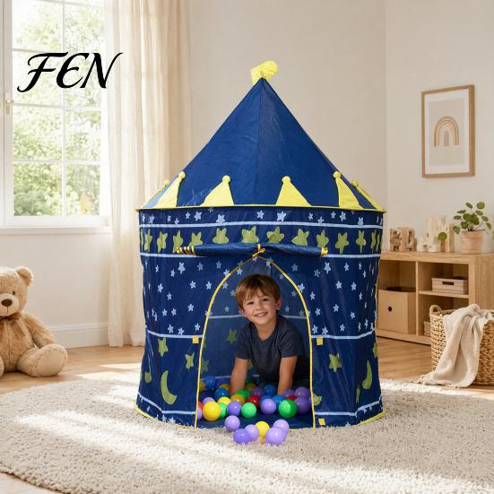 Imaginative Play Tent Kids Castle Tent, Princess Playhouse for Girls, Indoor Outdoor Easy Setup Durable Children Game with Star Moon Design, Birthday