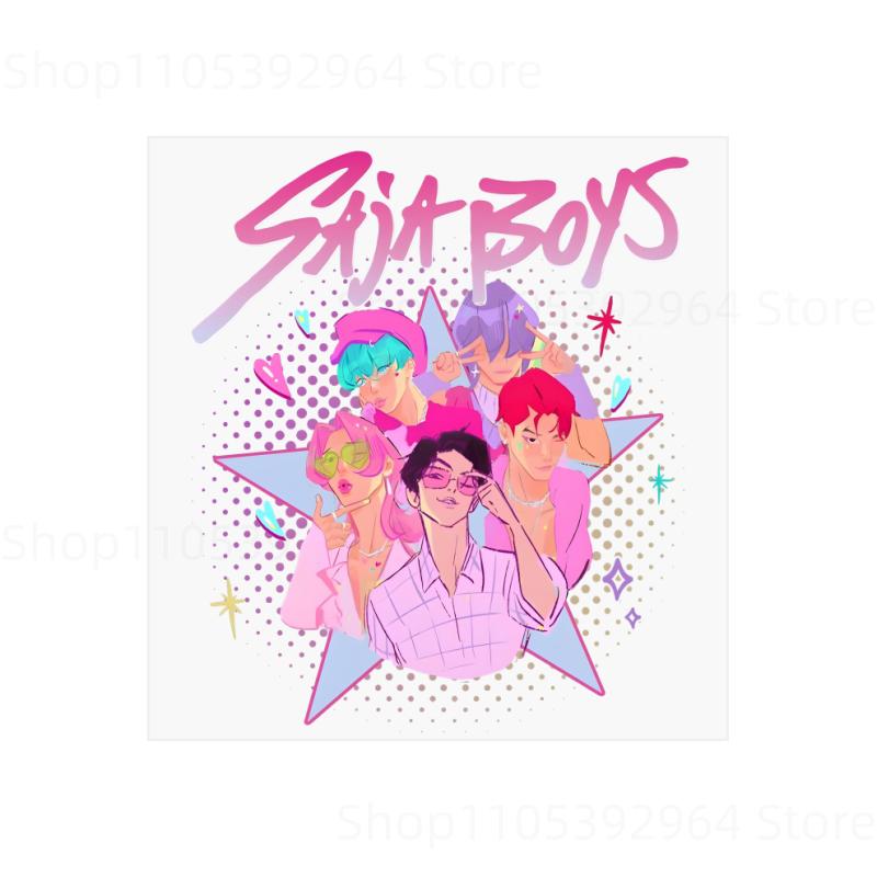 KPop Охотники на Демонов Мультяшные Наклейки Декали DIY Одежда Рюкзак Декор Подарки на День Рождения Термонаклейка