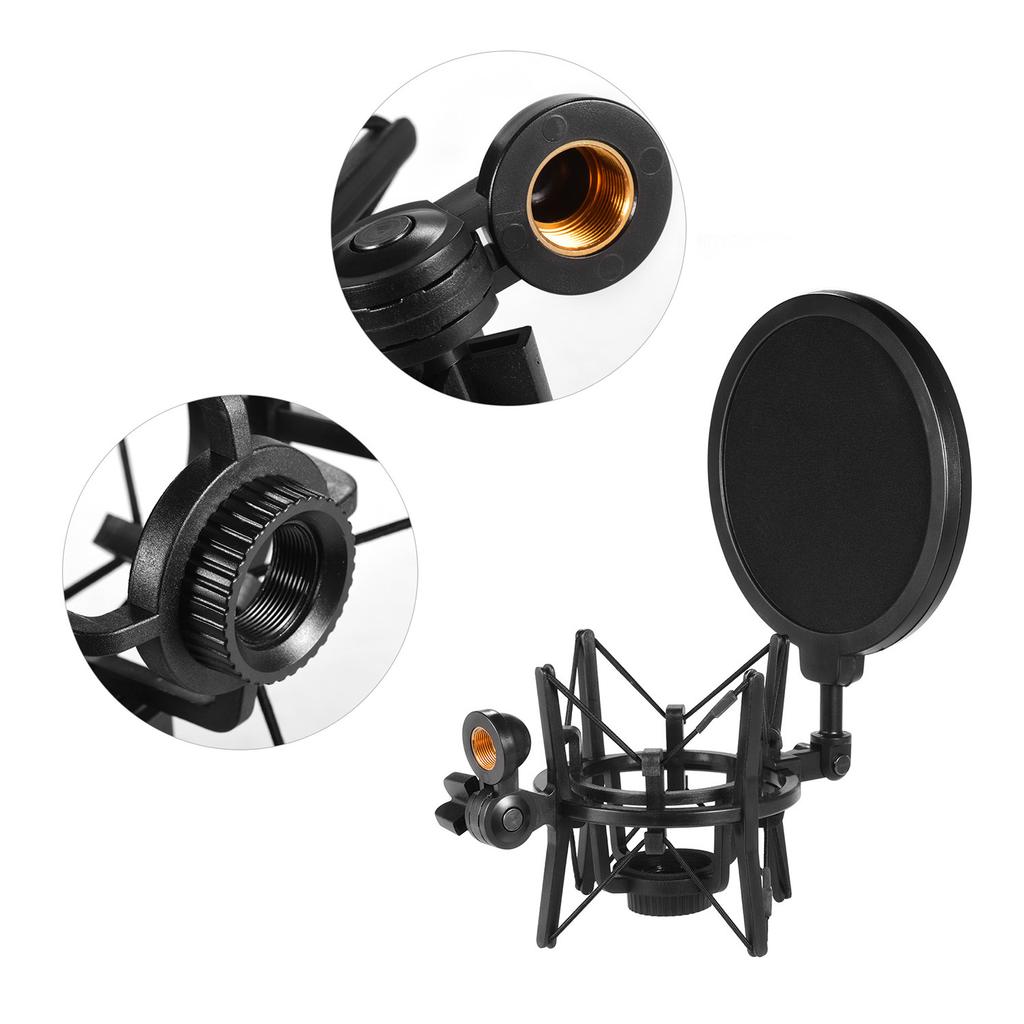 Универсальный пластиковый конденсаторный микрофон Микрофон Виброподвес Держатель Кронштейн Антивибрационный с Поп-фильтром для Онлайн