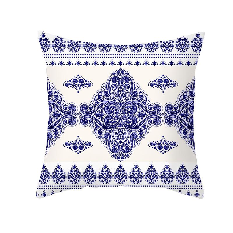 Этнический стиль Чехол на подушку для дивана Синий с принтом Персиковая кожа Чехол на подушку Офисная подушка
