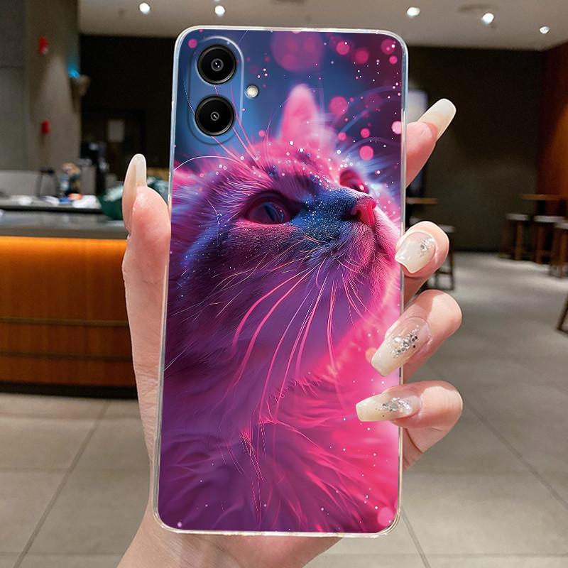Для Samsung Galaxy A07 4G 2025 Силиконовый Эстетичный Модный Милый Кот Чехол для Телефона Прозрачный Мягкий ТПУ Чехол SamsungA07 Задняя Крышка
