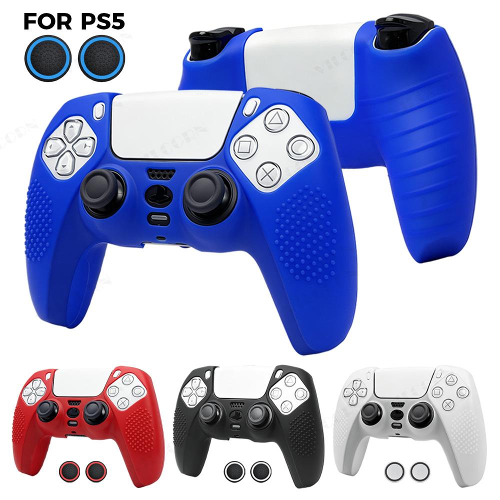 PS5 Compatible Controller Silicone Cover with Thumb Grip Caps, Anti-Slip Gamepad Skin