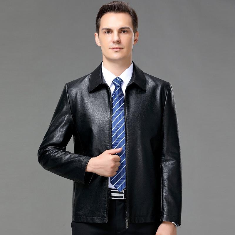 Кожаная куртка мужская осенне-зимняя, новый стиль, деловая, повседневная, из натуральной кожи, мужская куртка из натуральной кожи с воротником-стойкой, мотоциклетная куртка