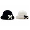 Solid Color Bow Bucket Cap Korean Style Women Bucket Hat Sweet Woolen Fishing Cap  Streetwear