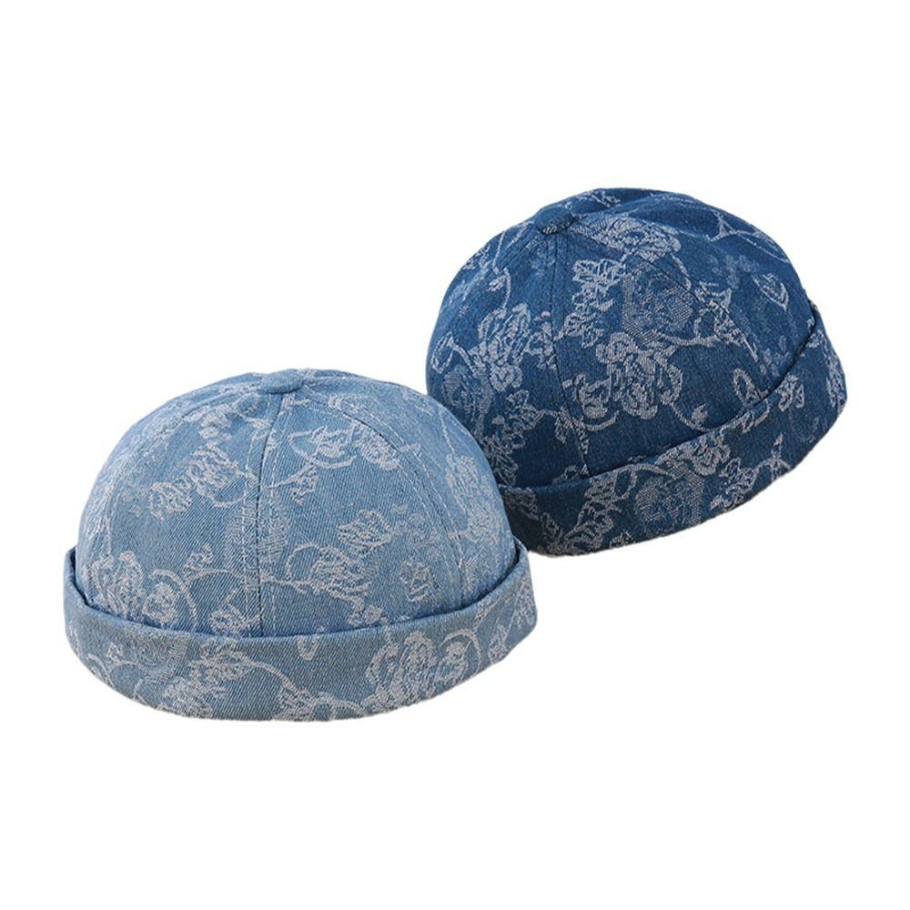 Rolled Cuff Brimless Skullcap Washed Cotton Sailor Hat Fashion Melon Cap Hip Hop Outfits