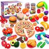 Кухонный гарнитур для ролевых игр: Нарезка фруктов, овощей, пиццы, столовые приборы для переодевания, подарочная сумка-тоут