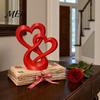 Desktop Ornament Intertwined Hearts Figurine, 3D Printed Love Statue, Table Sculpture Centerpiece for Living Room Wedding Romantic Gift