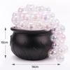 Bubbling Cauldron with Violet Light Black Witches Bubbling Cauldron for Storing Candy Desktop Decoration Ornament