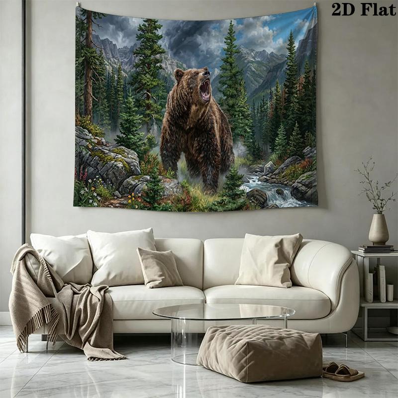 Bear Wall Tapestry Aesthetic Wall Hanging Printed Fabric Blanket Decorative Tapestries for Bedroom Living Room Home Decor