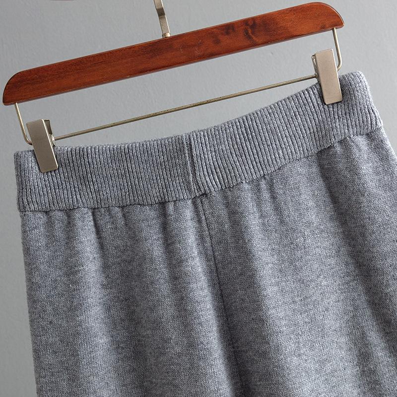 GMXIA Autumn and Winter Style Contrasting Color Round-neck Knitted Sweater Slimming Wide-leg Pants Two-piece Set for Women