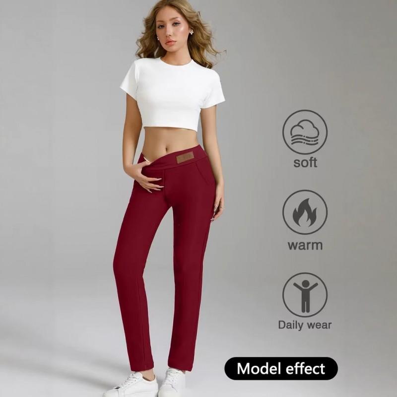 Womens High Waist Straight Leg Pants Tummy Control Stretchy Casual Trousers Slim Fit