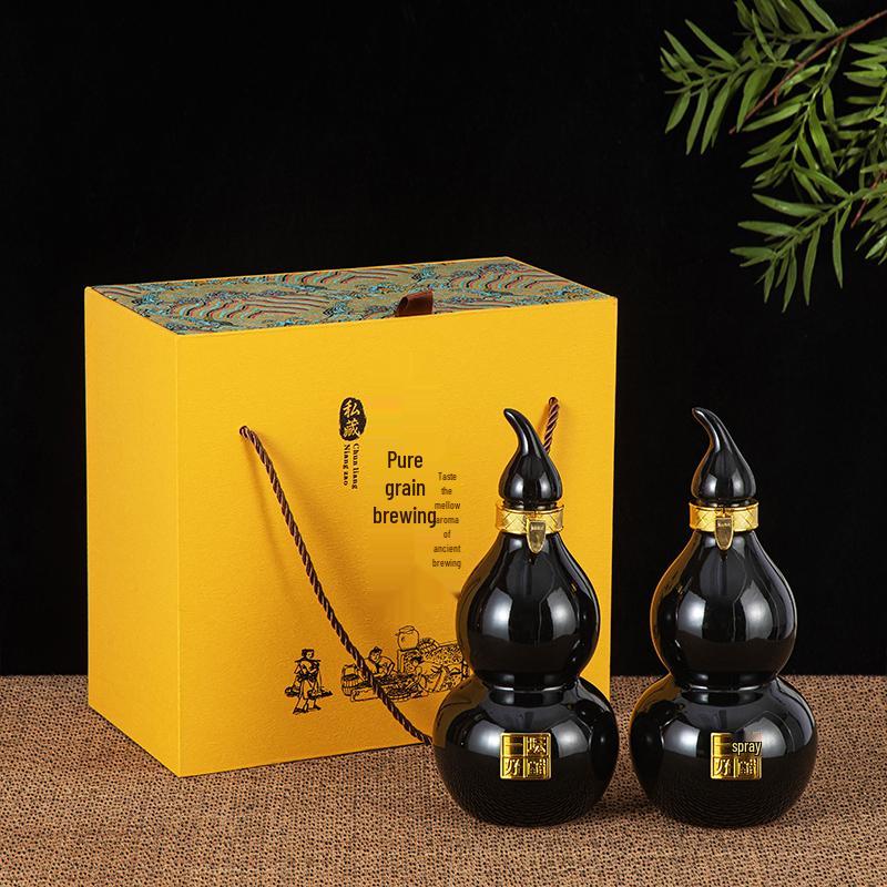 Shanxi Old-Fashioned Ceramic Vinegar Jars - Empty Gift Boxes Available in Half, 1, 2, 3, and 5 Catty Sizes