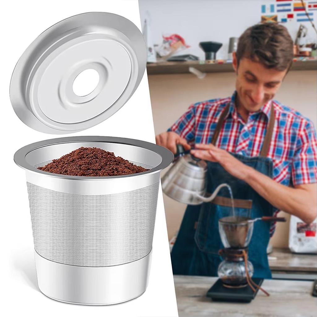 Stainless Steel Reusable  Offee Capsule Cup Wide Compatible Refillable Kcups With Lids For Coffee Lovers Kitchen Supplies