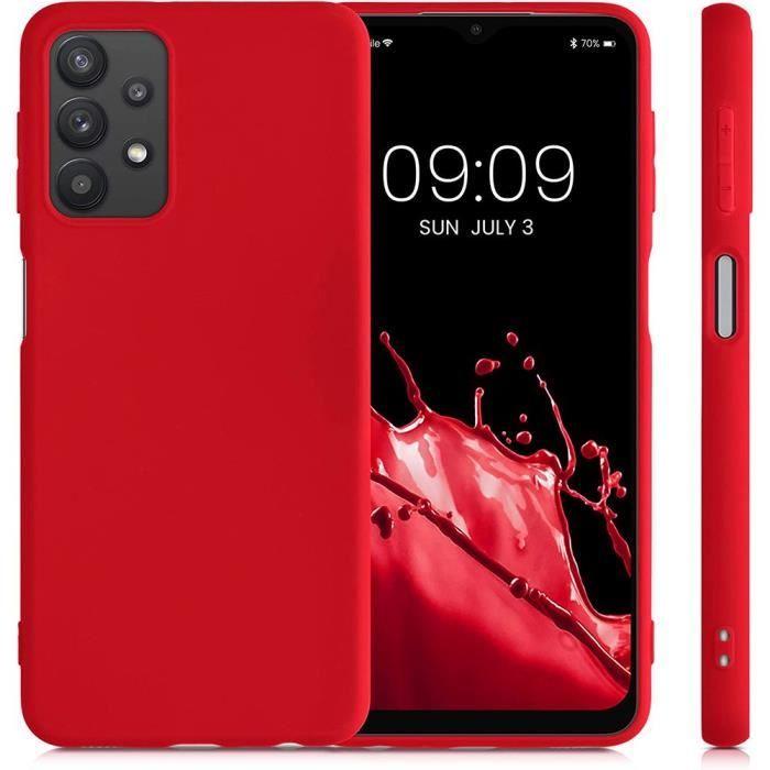 Coque - Booling - pour Samsung A32 5G - Silicone Rouge - Design Magnétique - 2 Verres Trempés