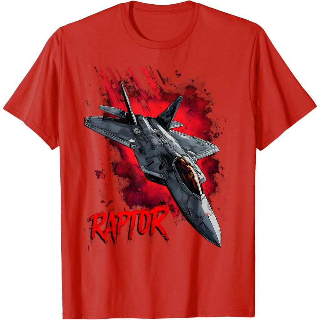 Мужская футболка с графическим принтом истребителя Raptor, размер S, повседневная, с круглым вырезом, хлопковая, с коротким рукавом
