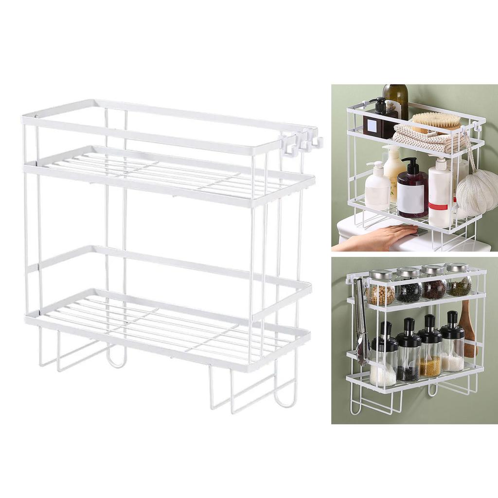 Toilet Shelf Thickening Waterproof Large Capacity Nail Free Installation Iron Over Toilet Bathroom Organizer Double