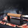 1pc Cast Iron Grill Press Rectangle Cast Wood Handle Meat Steak Bacon Squid Grill Fried Sandwich BBQ Pressure Plate Cooking Tool
