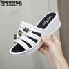 Summer Breathable Fashion Wear Non-slip Slope Heel Sandals Women's Muffin Thick Bottom with High Height Flip-flops