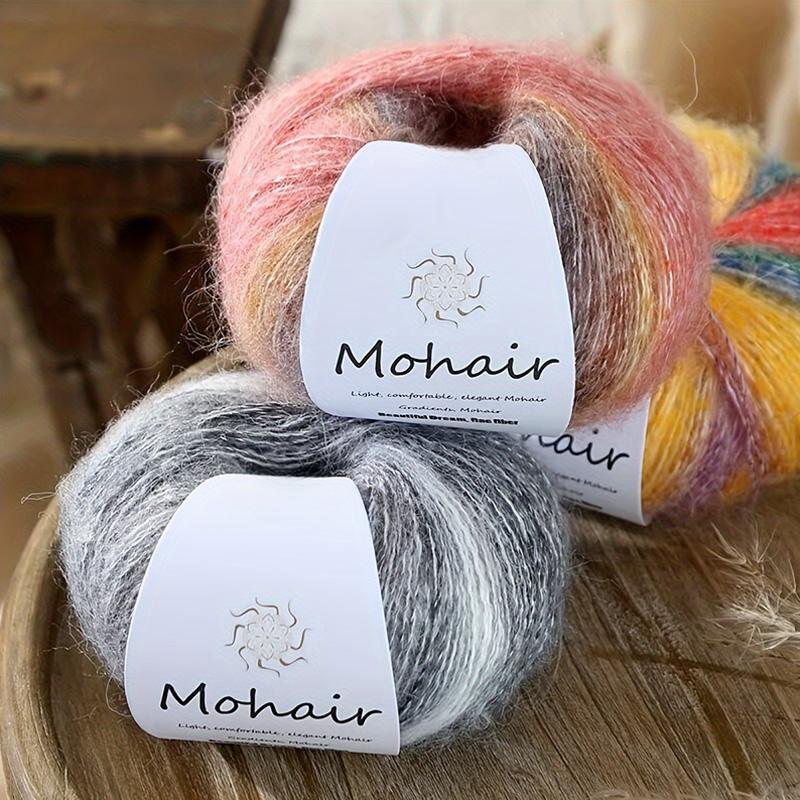 Moher Blend Knitting Yarn 25g Rainbow Gradient Handmade for Hats Scarves Sweaters