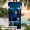 Blue Lock Beach Towel, Personalized Custom Name Text, Quick Dry Large Absorbent Towel For Beach Pool