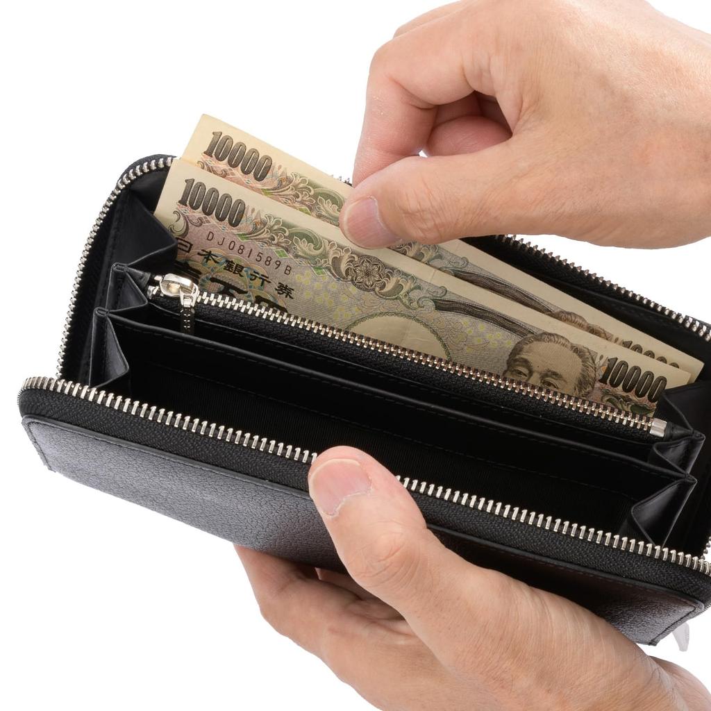 Длинный кошелек на молнии Milagro Himeji из козьей кожи (Кожа Химедзи Натуральная козья кожа Мужской большой вместимости) EA-MI-200 (зеленый)