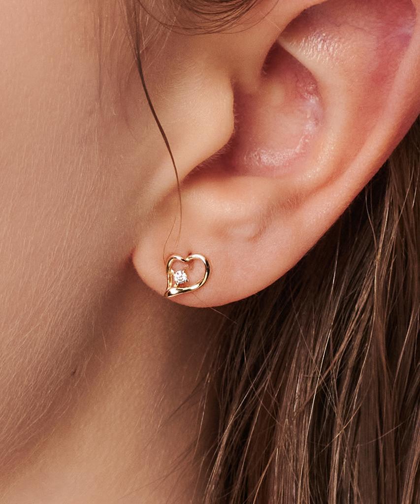 Loveenb [14K Gold] Melting Heart Earrings