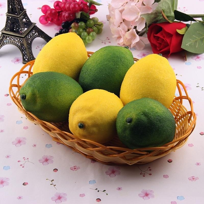 3Pcs Lemon Artificial Fruit Fake Theater Prop Staging Home Decor Faux Lemons