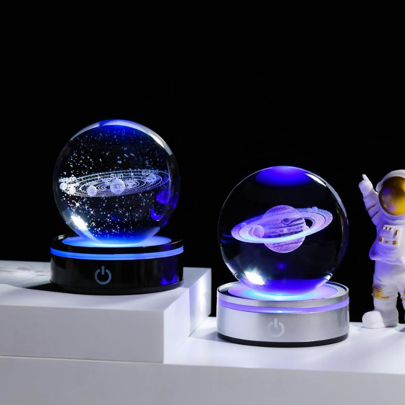 Солнечная система 3d хрустальный шар Хрустальный глобус Лазерная резка Хрустальный шар с шаровой подставкой Декоративные сферы планет Галактика Подарок на день рождения Украшения