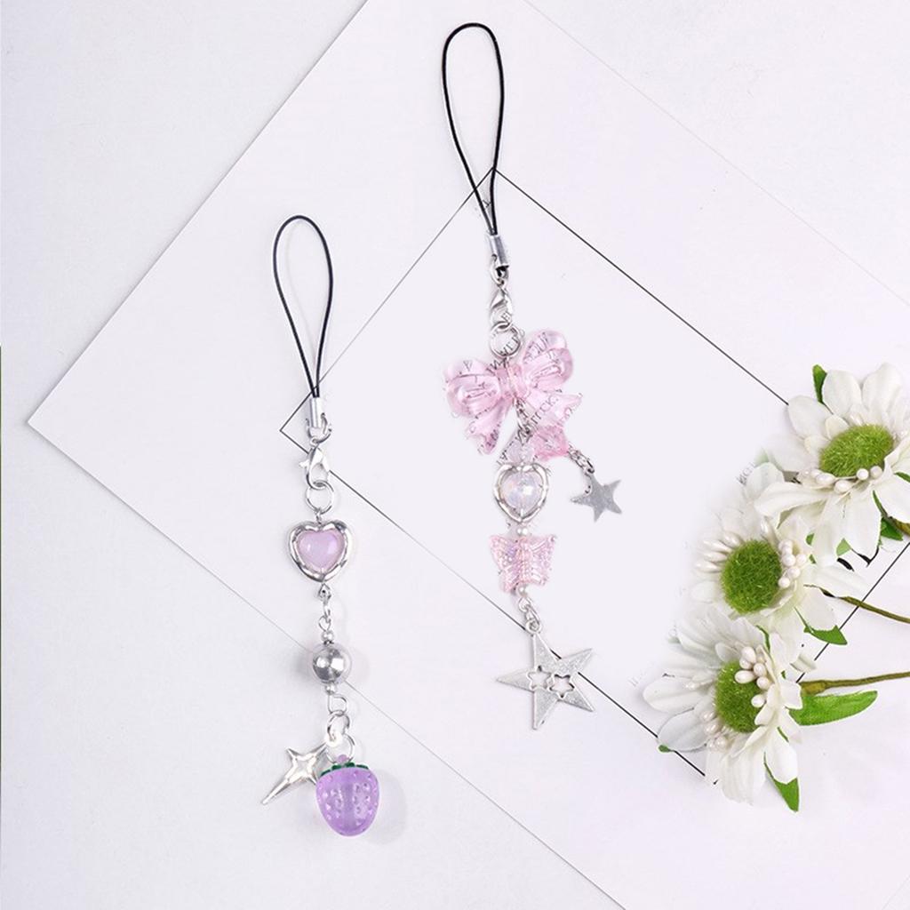 Набор из 4 милых цепочек для карт, подвеска для мобильного телефона, уникальный брелок, стильные украшения для телефона, подходят для различных случаев