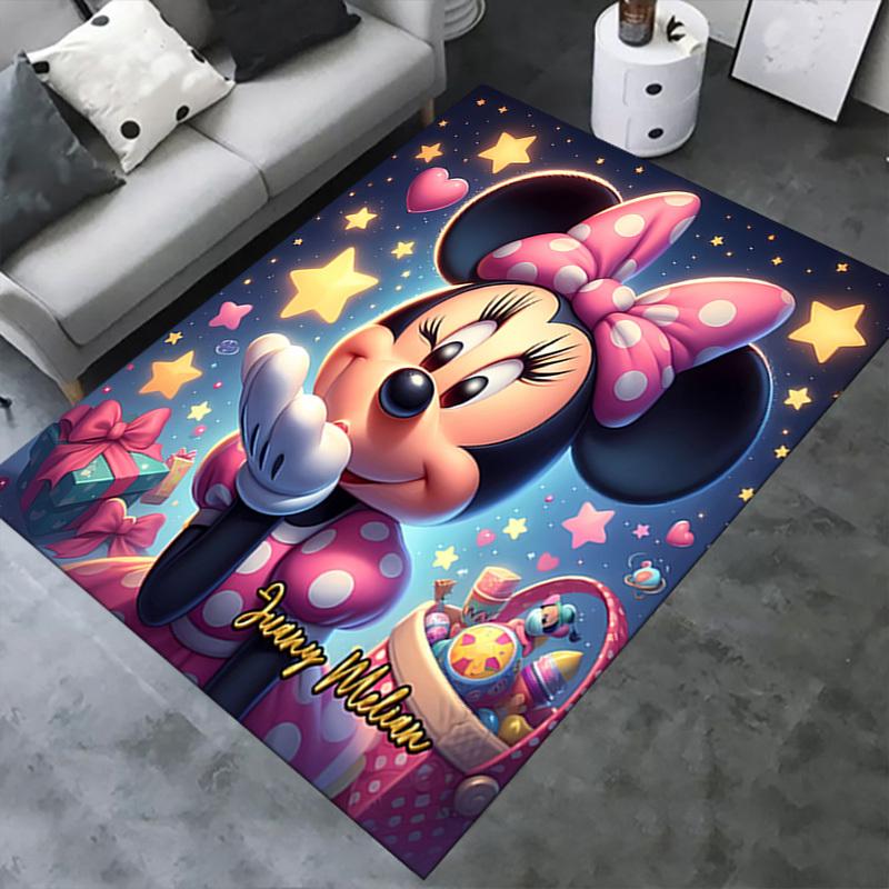 Minnie Mouse,Polka Dots,Stars Office Carpet Soft Polyester Entrance Carpet Washable Non-slip Machine Washable Indoor Carpet Living Room Bedr