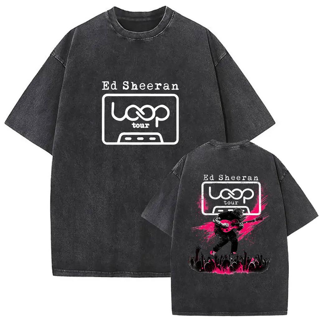 Vintage Washed Ed Sheeran Tour Album 2026 T Shirt Men Women Summer Oversized Cotton Tshirts Aesthetic Fashion Clothing Tshirt