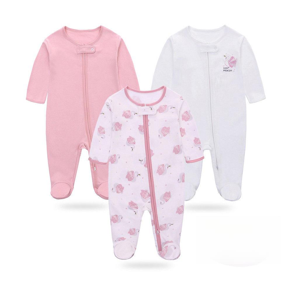 Детский комбинезон из 3 предметов, весенне-летний комбинезон с длинными рукавами для новорожденных, детский комбинезон с облегающими ножками, на молнии, одежда для новорожденных