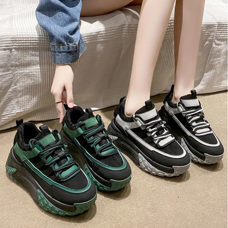 Fashion Woman Fashion Vulcanize Shoes Warm High Top Sneakers 2025 Autumn Platform Sneakers Mesh Ladies Footwear Casual Ladies Footwear