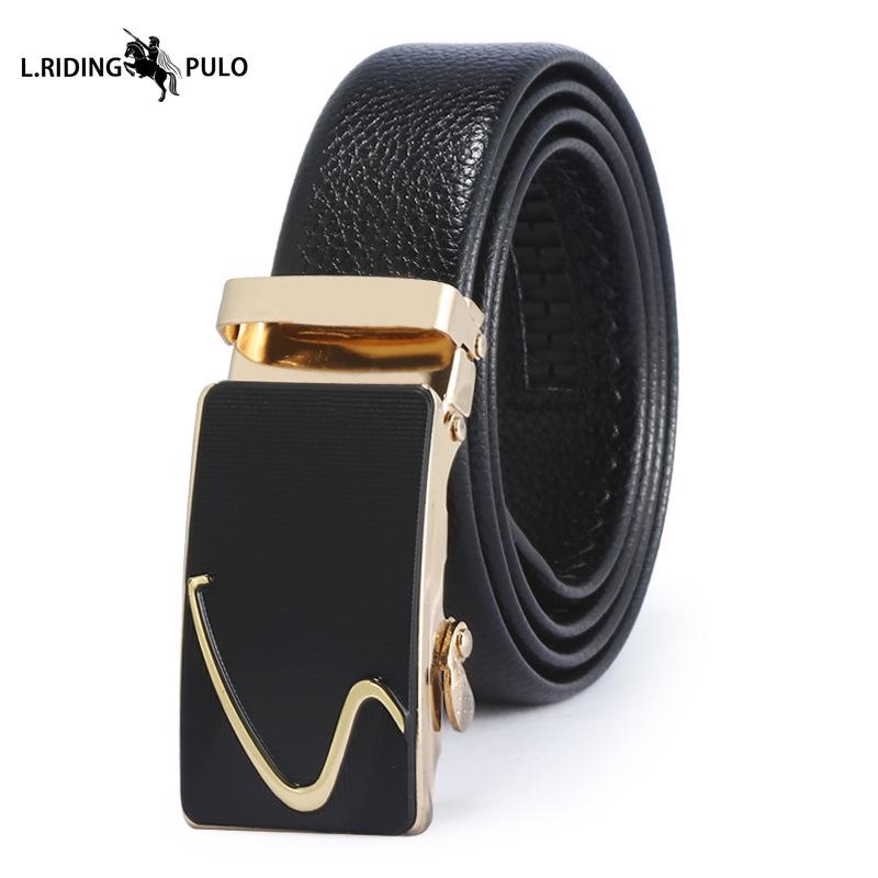 Мужской кожаный ремень с автоматической пряжкой, деловой ремень в корейском стиле, креативный, для досуга, универсальный, износостойкий, подарочный ремень