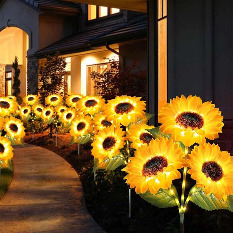 Xiaomi 1/3 Head LED Solar Simulation Sunflower Lights Garden Decor Yard Lawn Night Lights Landscape Lamp Home Decoration Flower Light